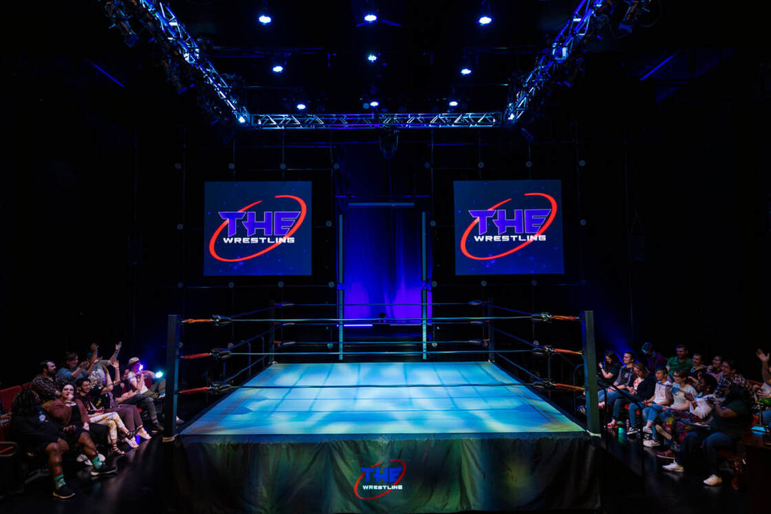 a stage set to look like a wrestling arena